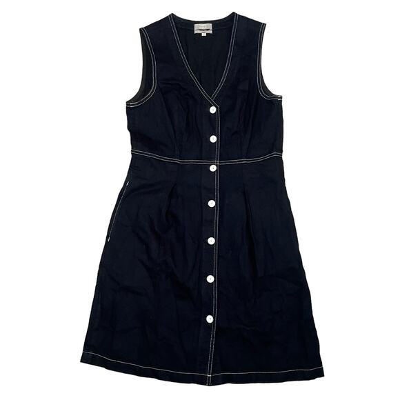 Father's Daughter LA Patti Vest Mini Dress "Brew" Japanese Denim Indigo Medium - Picture 1 of 12